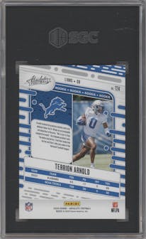 Terrion Arnold from the 2024 Panini Absolute set featuring a Orange Mosaic parallel graded by SGC and given an overall grade of 10.