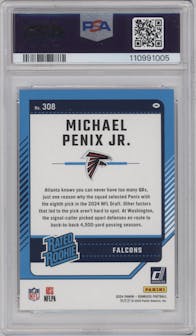 Michael Penix Jr. from the 2024 Donruss set graded by PSA and given an overall grade of 10.
