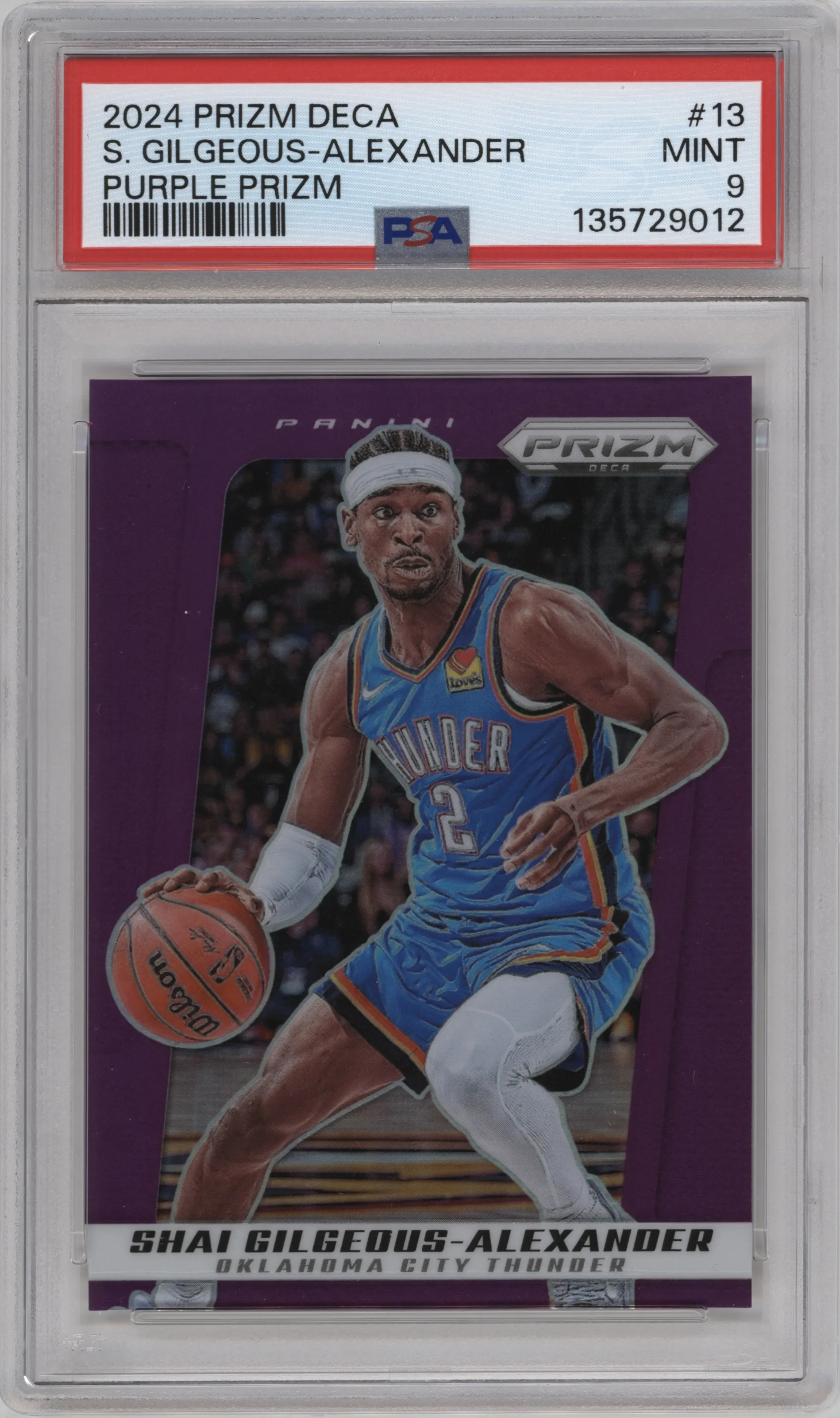 2024 Panini Prizm Deca Shai Gilgeous-Alexander Purple PSA 9