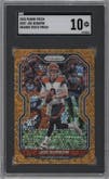 Joe Burrow from the 2020 Panini Prizm set featuring a Disco parallel graded by SGC and given an overall grade of 10.