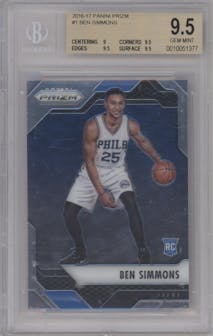 Ben Simmons from the 2016-17 Panini Prizm  set graded by Beckett and given an overall grade of 9.5.