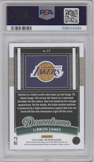 LeBron James from the 2023-24 Panini One and One set graded by PSA and given an overall grade of 10.