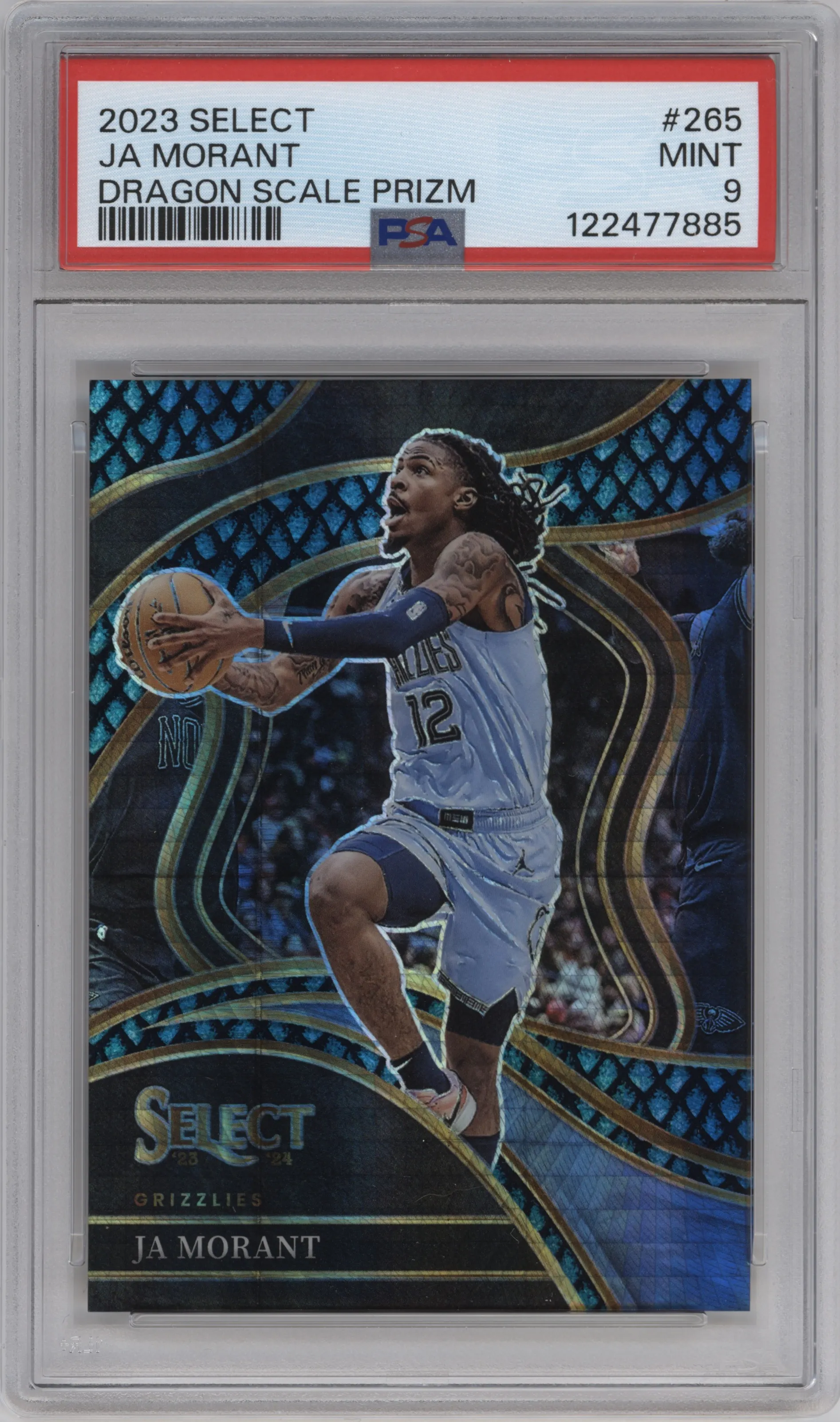 2023 Panini Select Courtside Ja Morant Dragon Scale Prizms #265 PSA 9