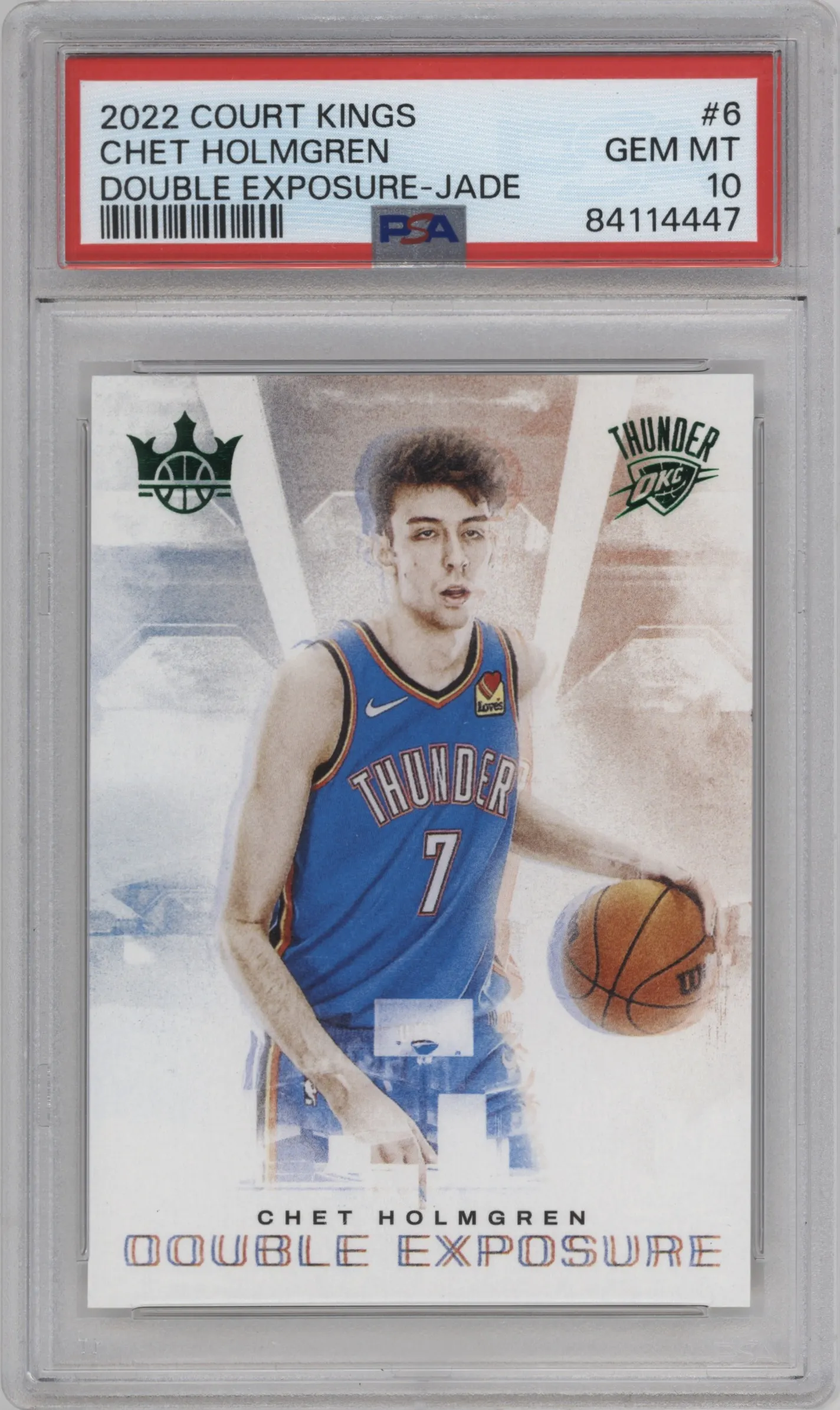 2022 Panini Court Kings Double Exposure Chet Holmgren Jade #6 PSA 10