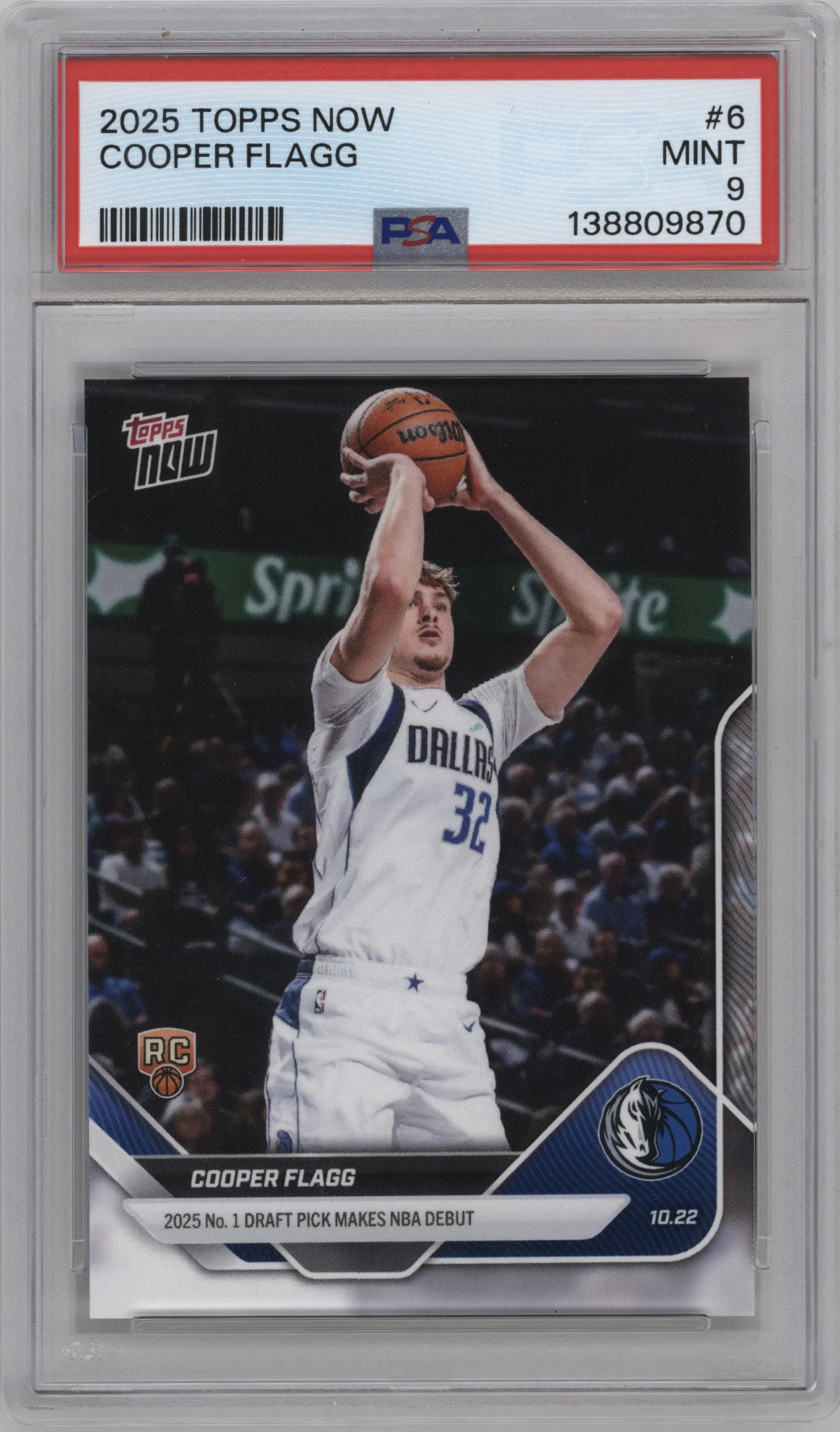 2025 Topps Now Cooper Flagg PSA 9