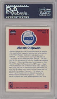 Akeem Olajuwon from the 1986-87 Fleer set graded by PSA and given an overall grade of 8.