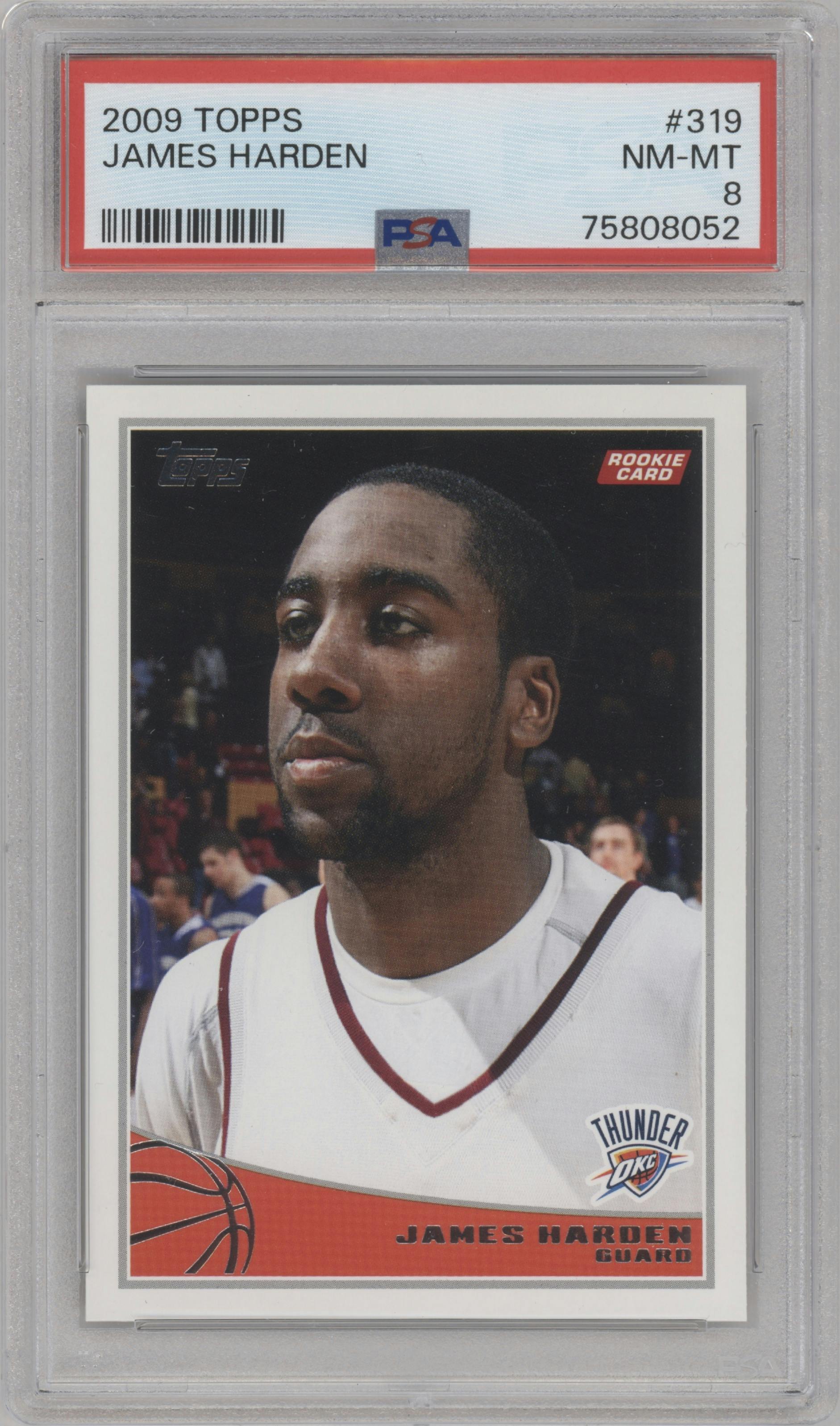 James Harden  from the 2009-10 Topps set graded by PSA and given an overall grade of 8.