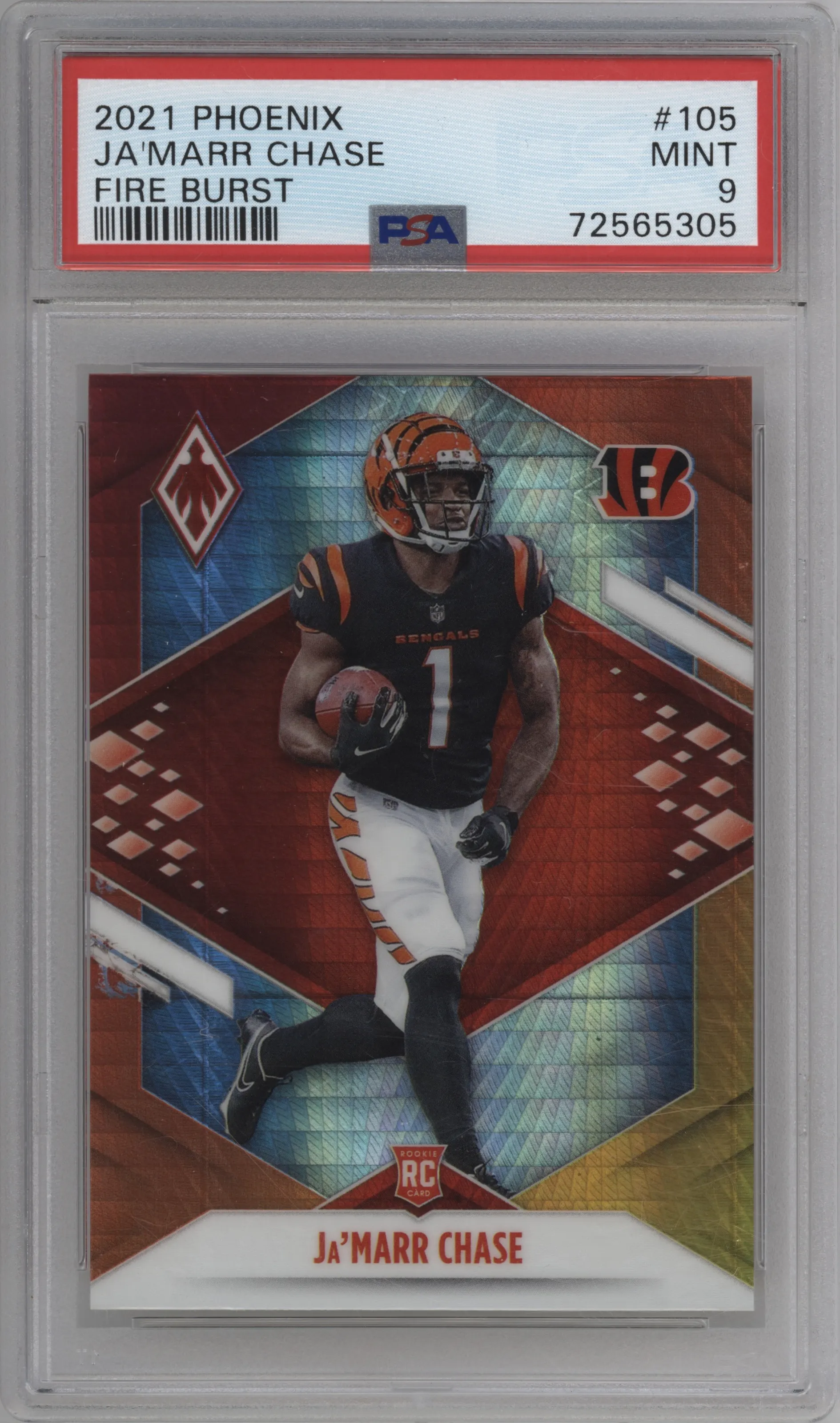 2021 Panini Phoenix Ja'Marr Chase Fire Burst PSA 9