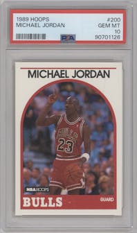Michael Jordan  from the 1989-90 NBA Hoops  set graded by PSA and given an overall grade of 10.