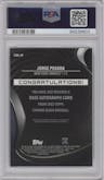 Jorge Posada from the 2022 Topps Chrome Black set featuring a Refractor parallel graded by PSA and given an overall grade of 10.