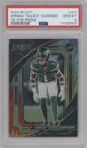 Ahmad "Sauce" Gardner from the 2022 Panini Select set featuring a Tie-Dye parallel graded by PSA and given an overall grade of 10.