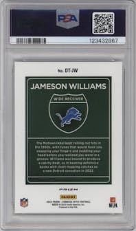 Jameson Williams from the 2022 Panini Donruss Optic set graded by PSA and given an overall grade of 10.