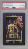 Bronny James Jr./LeBron James from the 2024-25 Topps Now set graded by PSA and given an overall grade of 10.