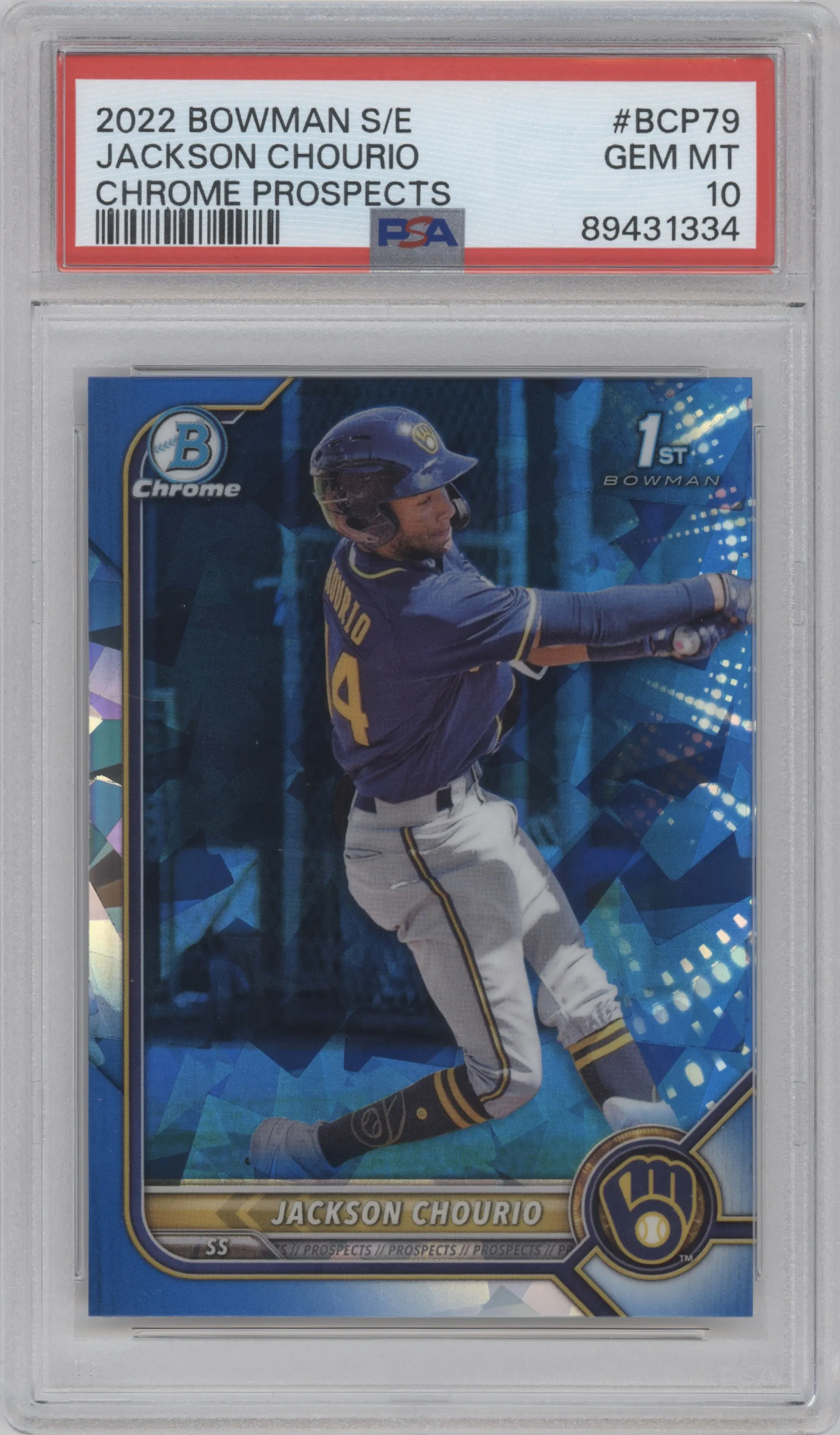 2022 Bowman Sapphire Edition Chr.Pros. Jackson Chourio #BCP-79 PSA 10