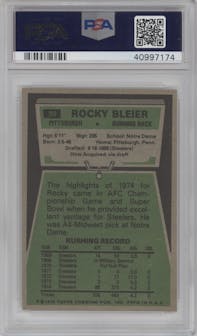 Rocky Bleier from the 1975 Topps  set graded by PSA and given an overall grade of 7.