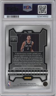 Victor Wembanyama from the 2023-24 Panini Prizm set graded by PSA and given an overall grade of 9.
