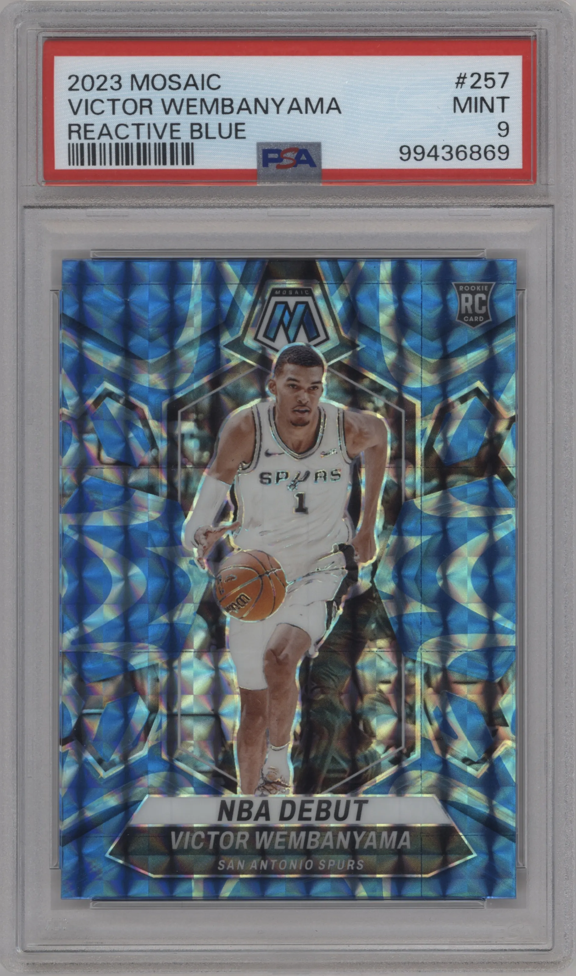2023 Panini Mosaic Victor Wembanyama Reactive Blue #257 PSA 9