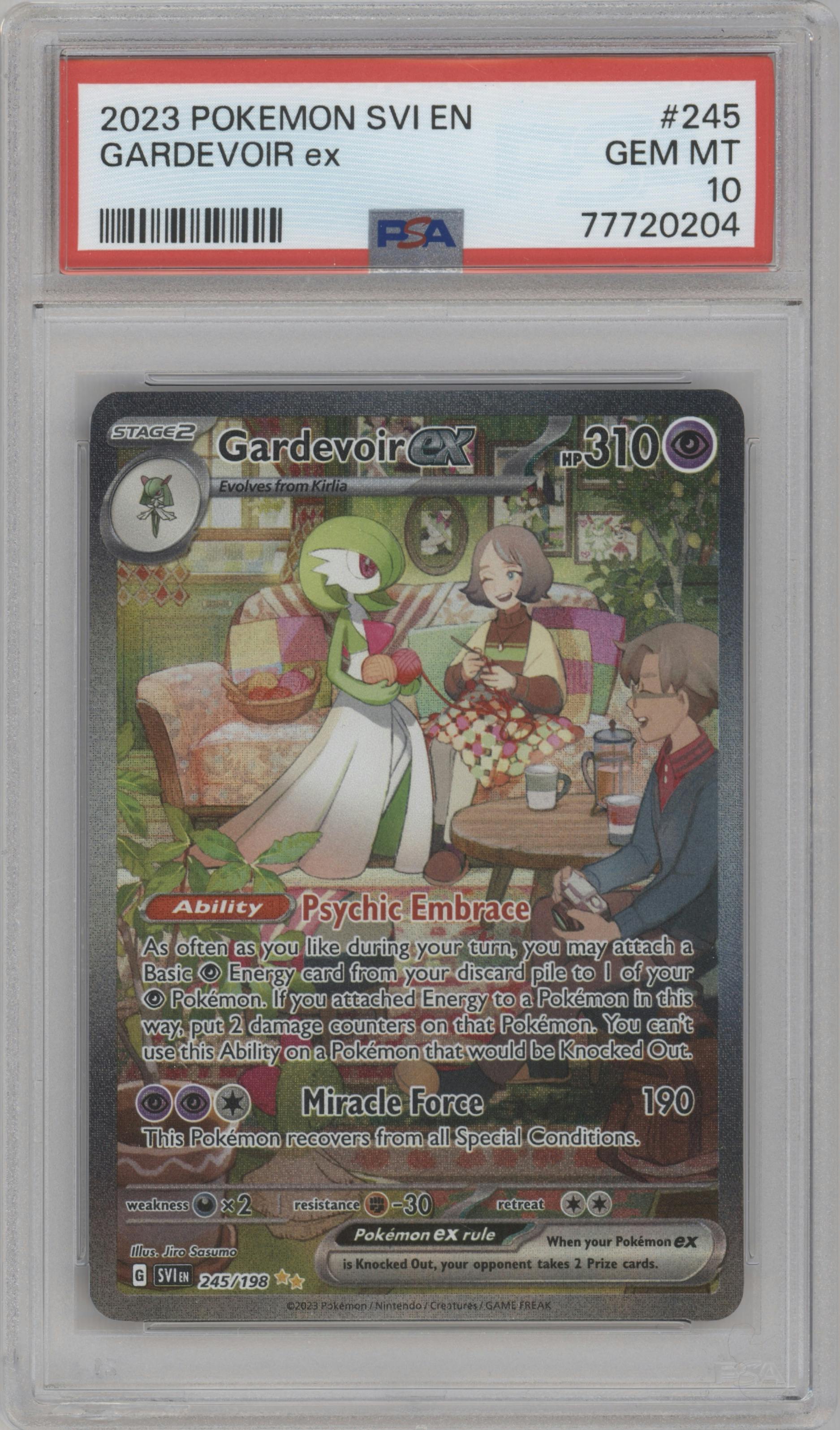 Gardevoir EX from the 2023 Pokemon SV set graded by PSA and given an overall grade of 10.