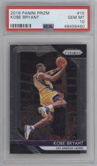 Kobe Bryant from the 2018-19 Panini Prizm set graded by PSA and given an overall grade of 10.