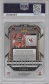 Patrick Mahomes II from the 2022 Panini Prizm set featuring a Purple Prizm parallel graded by PSA and given an overall grade of 10.