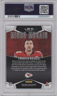 Travis Kelce	 from the 2024 Panini Mosaic set graded by PSA and given an overall grade of 10.