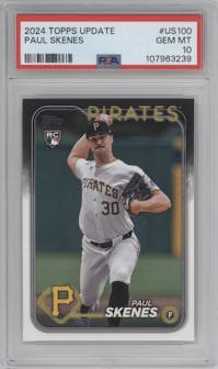 Paul Skenes from the 2024 Topps Update set graded by PSA and given an overall grade of 10.