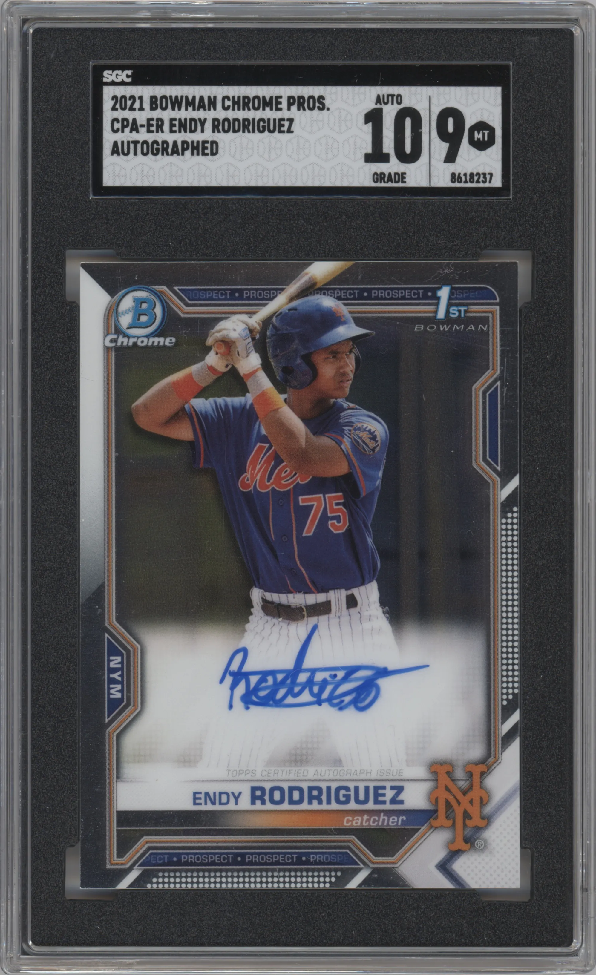 2021 Bowman Chrome Pros.Auto Endy Rodriguez SGC 9