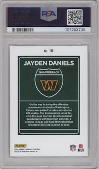 Jayden Daniels from the 2024 Donruss set graded by PSA and given an overall grade of 10.