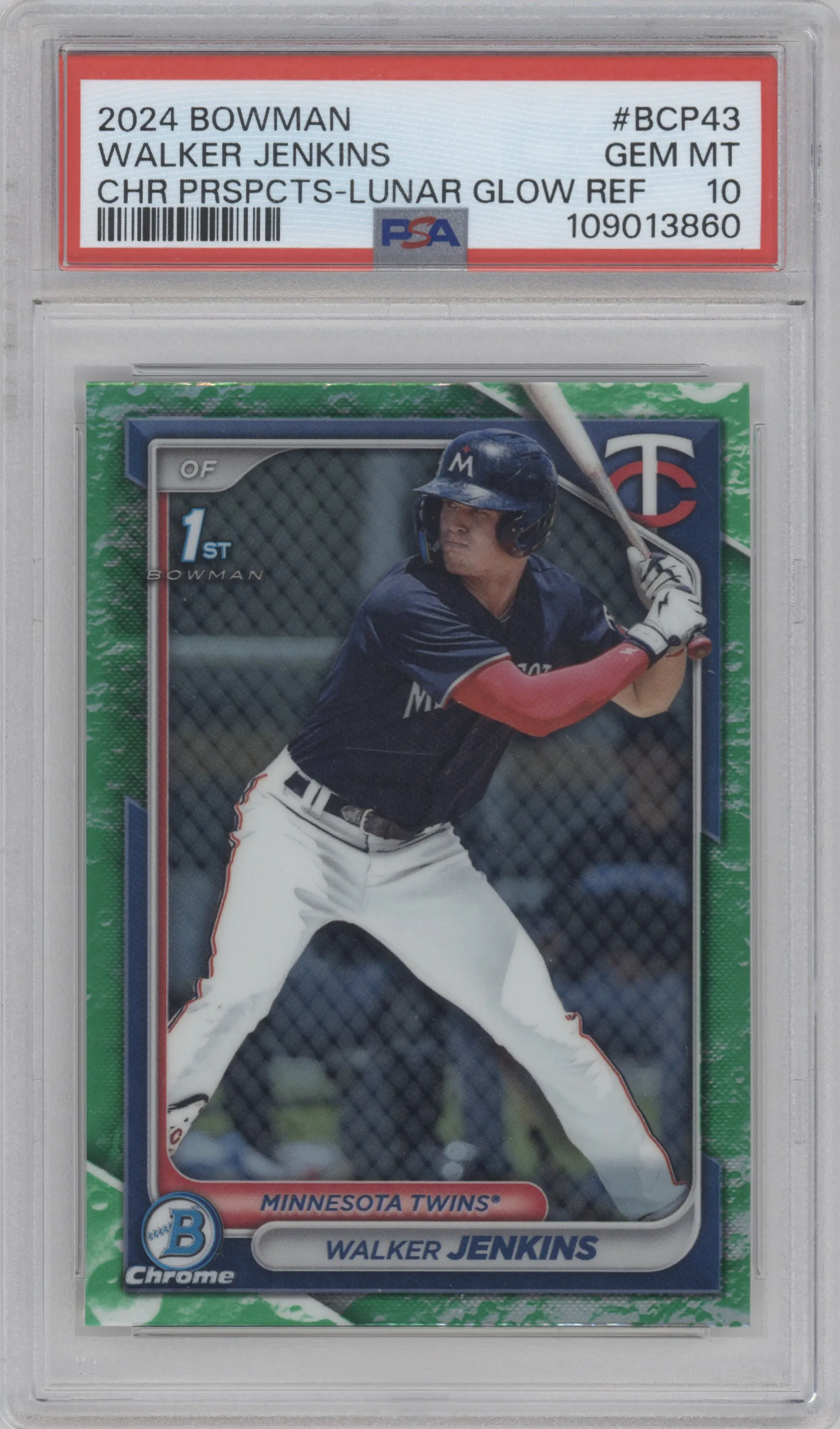 2024 Bowman Chrome Pros. Walker Jenkins Lunar Glow Refractor PSA 10