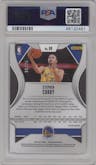 Stephen Curry from the 2019-20 Panini Prizm set featuring a Green Shimmer parallel graded by PSA and given an overall grade of 9.