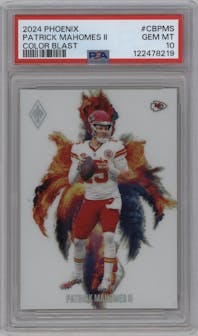 Patrick Mahomes II from the 2024 Panini Phoenix set graded by PSA and given an overall grade of 10.