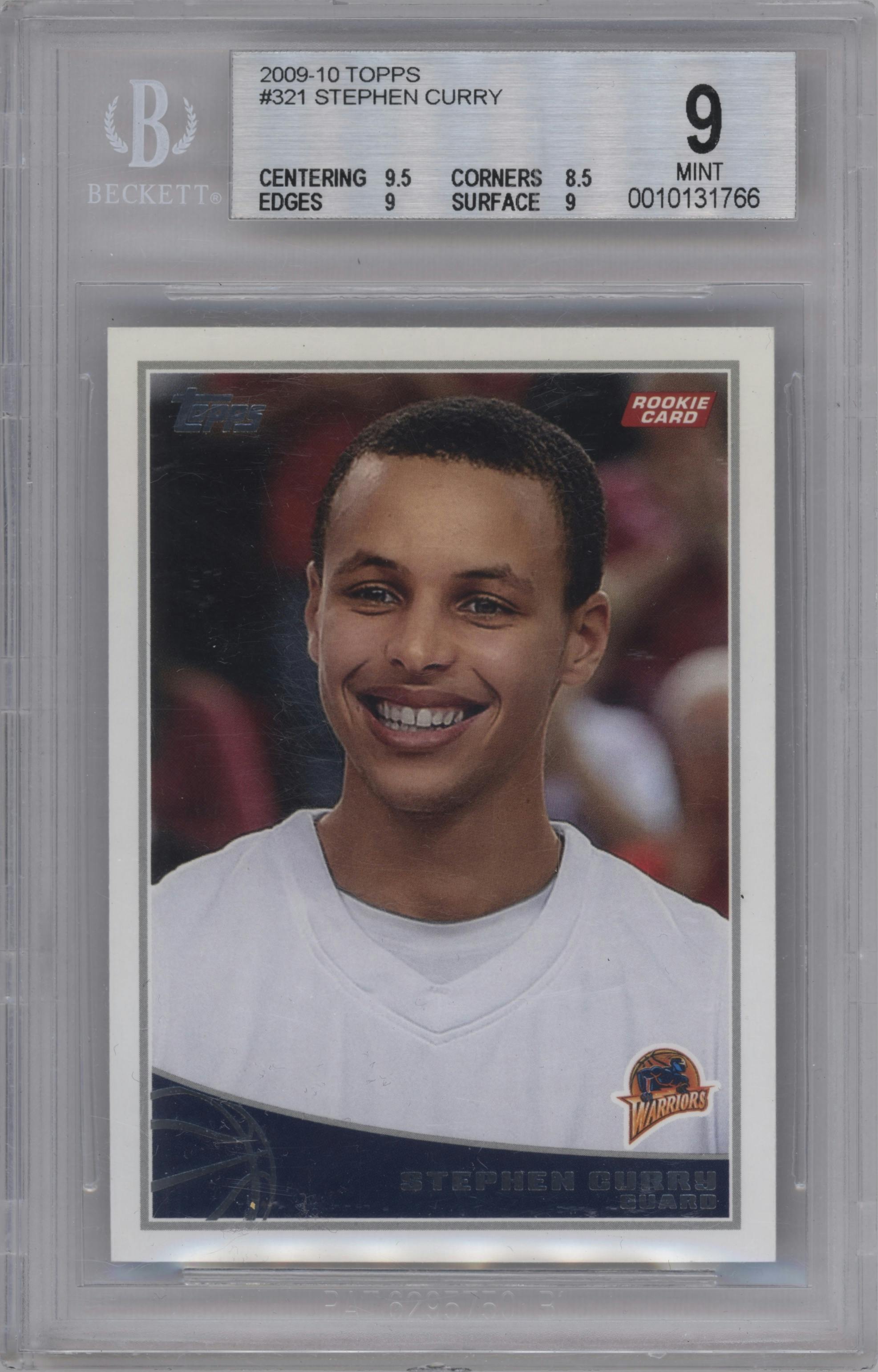 Stephen Curry from the 2009-10 Topps set graded by Beckett and given an overall grade of 9.