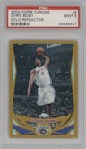 Chris Bosh from the 2004-05 Topps Chrome set featuring a Gold Refractor parallel graded by PSA and given an overall grade of 9.