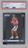 Bo Nix from the 2024 Panini Prizm set graded by PSA and given an overall grade of 10.