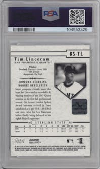 Tim Lincecum from the 2007 Bowman Sterling set graded by PSA and given an overall grade of 10.