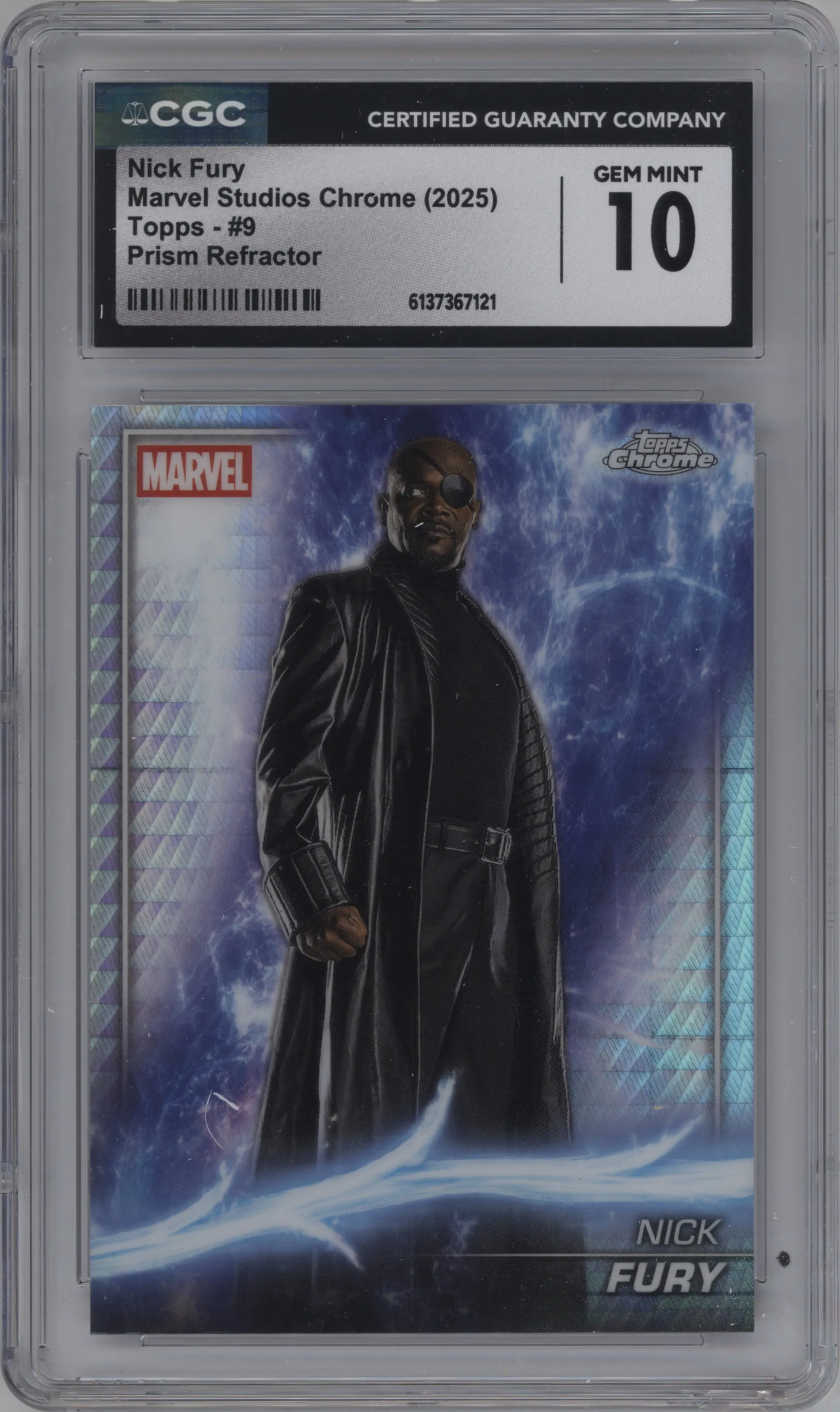 2025 Topps Chrome Marvel Studios Nick Fury Prism Refractor #9 CGC 10