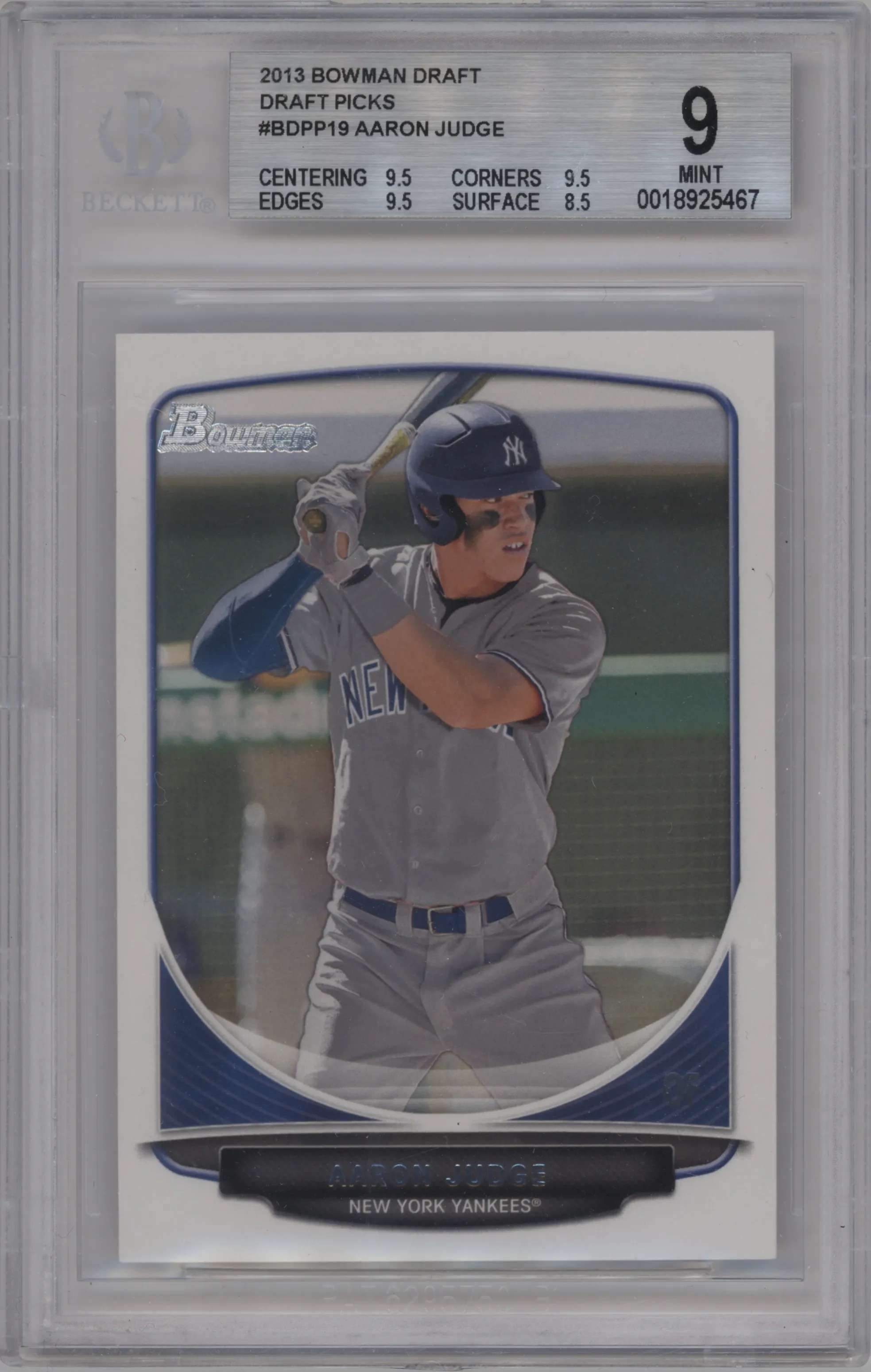 2013 Bowman Draft Picks & Prospects Aaron Judge #BDPP19 BGS 9