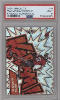 Marvin Harrison Jr. from the 2024 Panini Absolute set graded by PSA and given an overall grade of 9.