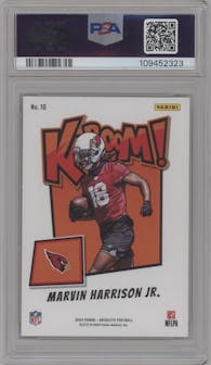 Marvin Harrison Jr. from the 2024 Panini Absolute set graded by PSA and given an overall grade of 9.