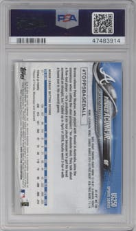Ronald Acuna Jr. from the 2018 Topps Update set graded by PSA and given an overall grade of 10.