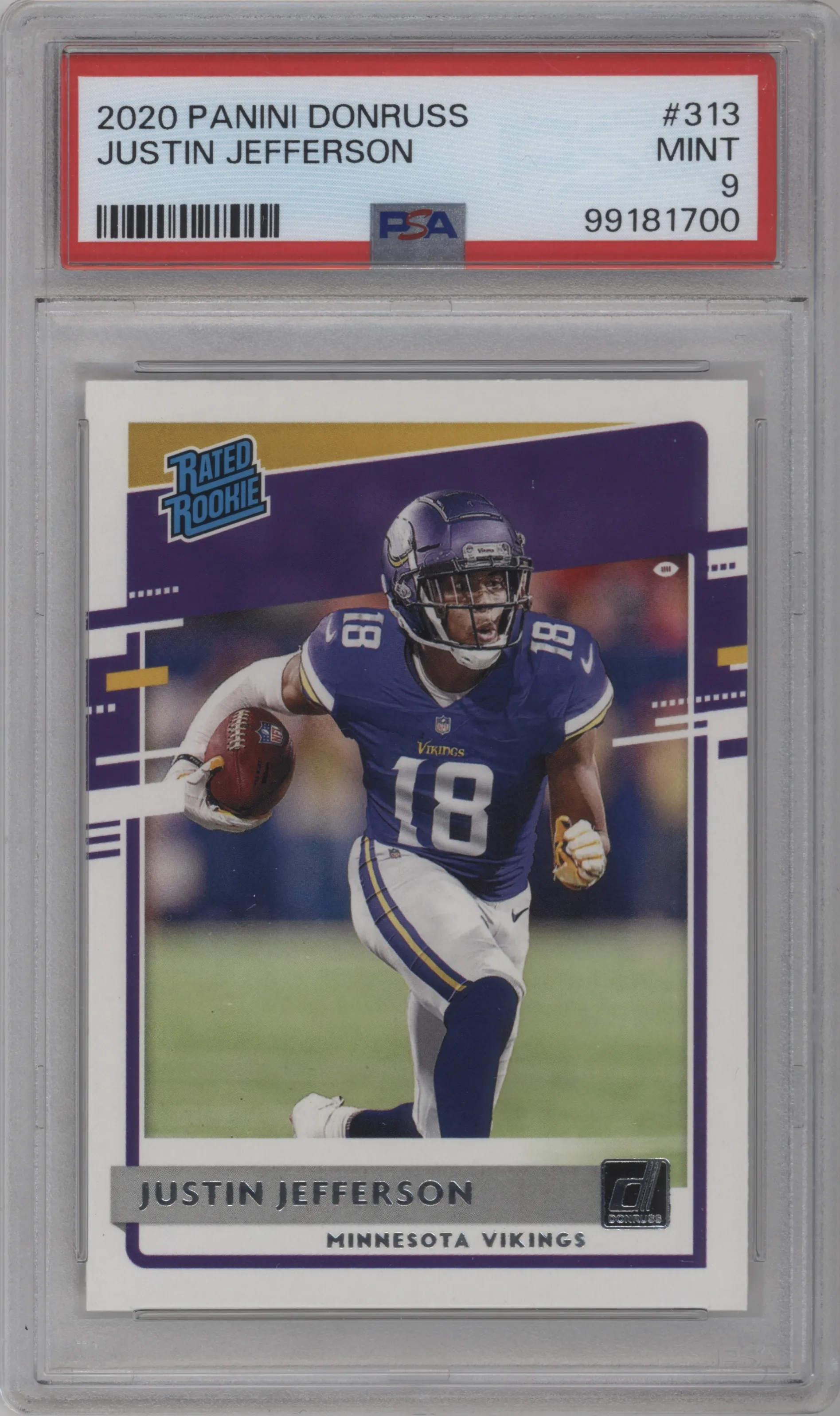 2020 Panini Donruss Rated Rookie Justin Jefferson PSA 9