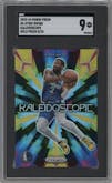 Kyrie Irving from the 2023-24 Panini Prizm set featuring a Gold parallel graded by SGC and given an overall grade of 9.