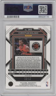 Christian Koloko from the 2022-23 Panini Prizm  set featuring a Gold Prizm parallel graded by PSA and given an overall grade of 10.