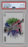 Aaron Judge from the 2025 Panini Prizm set graded by PSA and given an overall grade of 10.