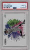 Aaron Judge from the 2025 Panini Prizm set graded by PSA and given an overall grade of 10.