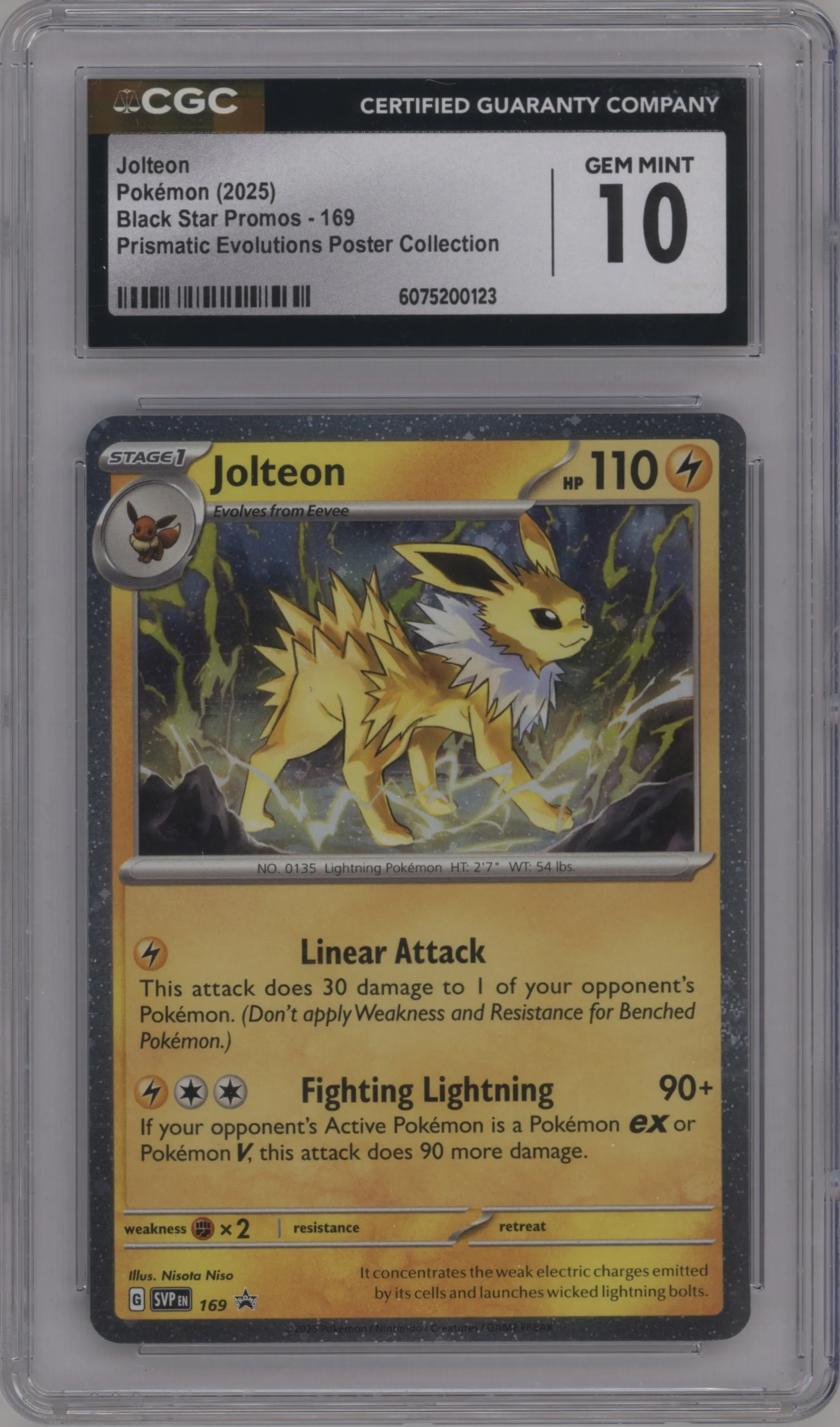 2025 Pokemon SV Jolteon Prismatic Evolutions Poster Collection #169 CGC 10