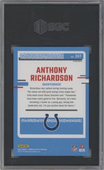 Anthony Richardson from the 2023 Donruss Optic set featuring a Holo parallel graded by SGC and given an overall grade of 10.