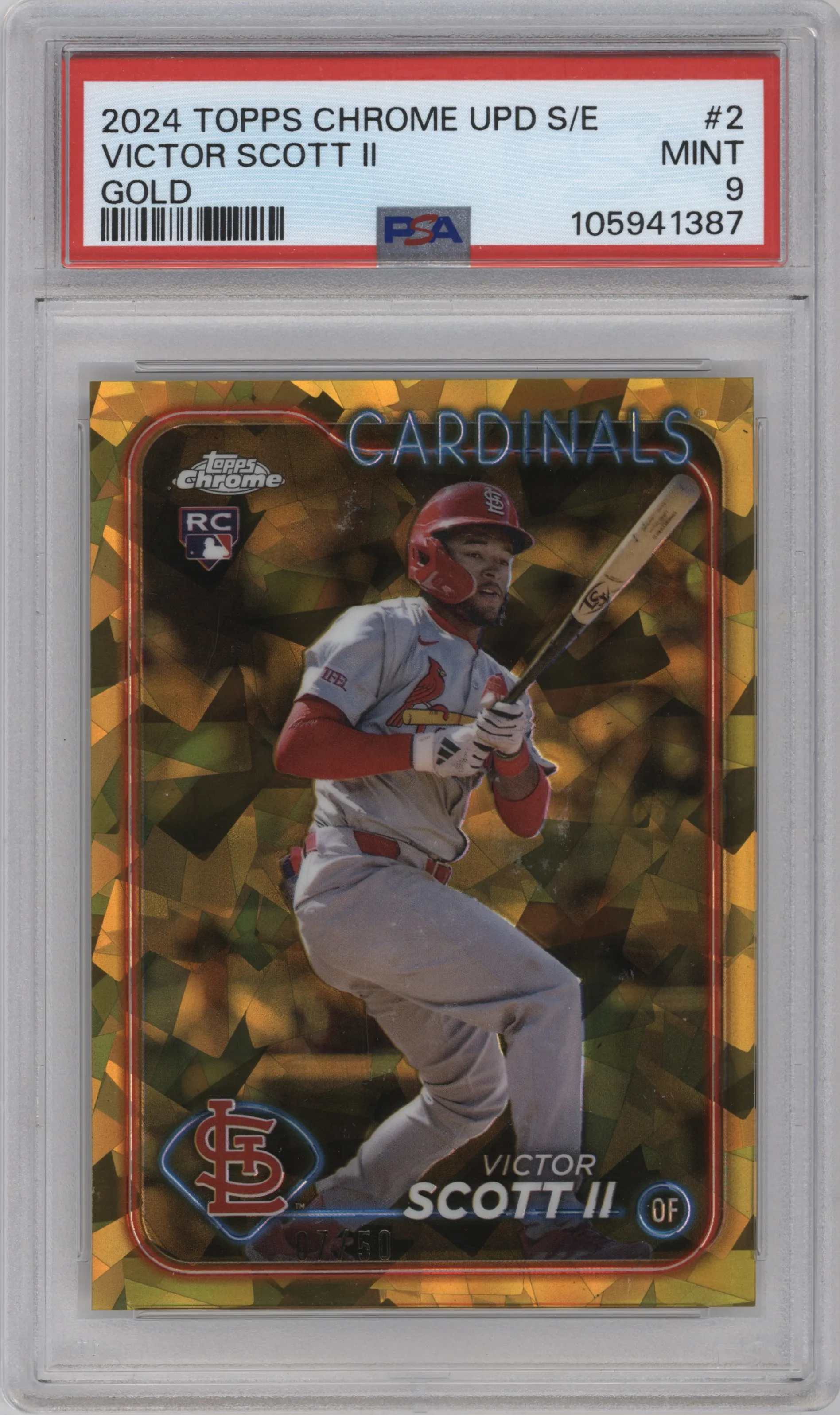 2024 Topps Chrome Update Sapphire Edition Victor Scott II Gold Sapphire Refractor #USCS2 PSA 9