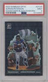 Adrian Peterson from the 2022 Panini Donruss Optic set featuring a Black Pandora parallel graded by PSA and given an overall grade of 9.
