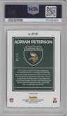 Adrian Peterson from the 2022 Panini Donruss Optic set featuring a Black Pandora parallel graded by PSA and given an overall grade of 9.